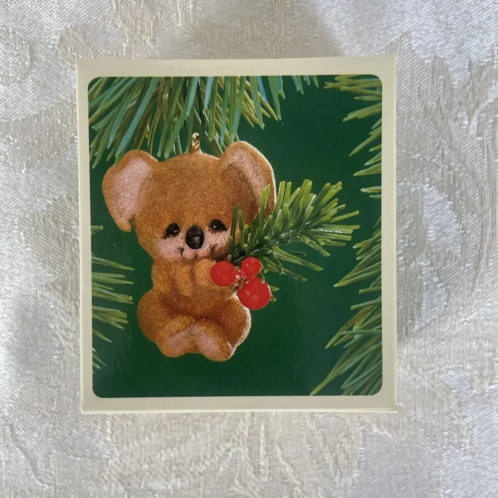 Vintage 1983 Hallmark Christmas Koala Bear w/Tree Keepsake Ornament